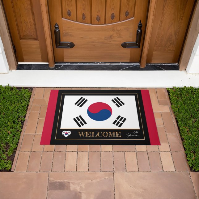 South Korea & Korean Flag house mat/sports Welcome Doormat (Outdoor)