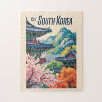 South Korea Landscape Illustration Travel Art