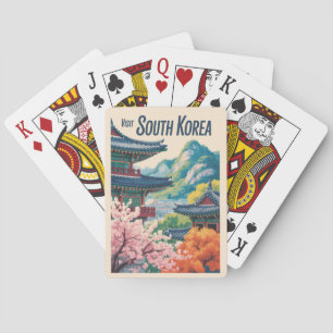 South Korea Landscape Illustration Travel Art Poker Cards
