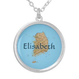 South Korea Map + Name Necklace