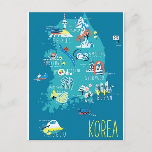 South Korea map  Postcard