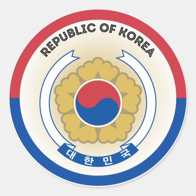 South Korea National Emblem Circle Shape Classic Round Sticker (Front)