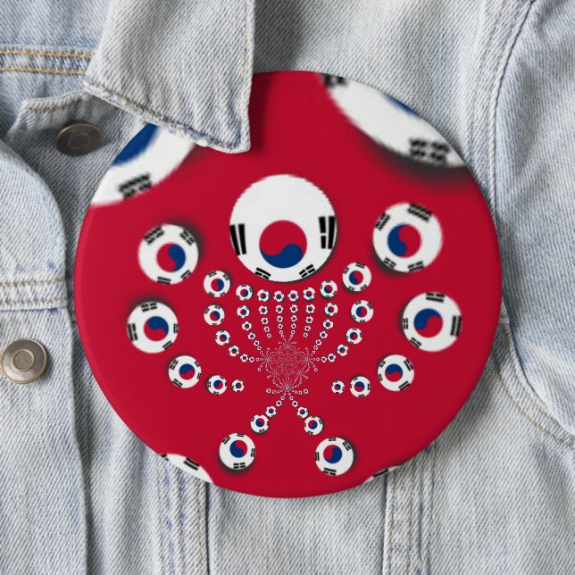 South Korea National Flag: Korean Taegeukgi Pride  Button (In Situ)
