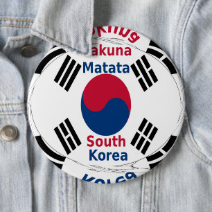 South Korea National Flag: Korean Taegeukgi Pride  Pinback Button