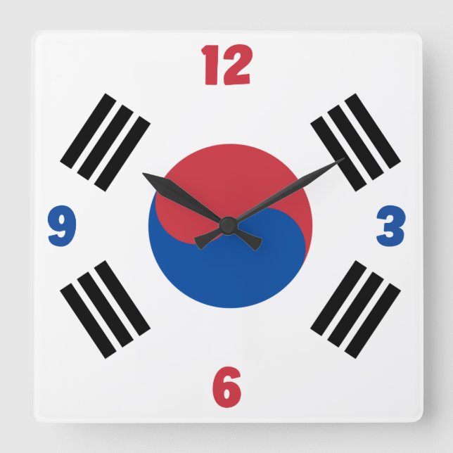 South Korea National Flag Patriotic Square Wall Clock (Front)