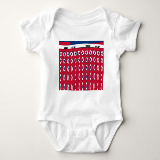 South Korea Polka Dot Flag Art Design: A Red Base Baby Bodysuit