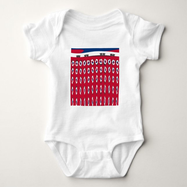 South Korea Polka Dot Flag Art Design: A Red Base  Baby Bodysuit (Front)