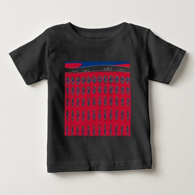 South Korea Polka Dot Flag Art Design: A Red Base  Baby T-Shirt (Front)