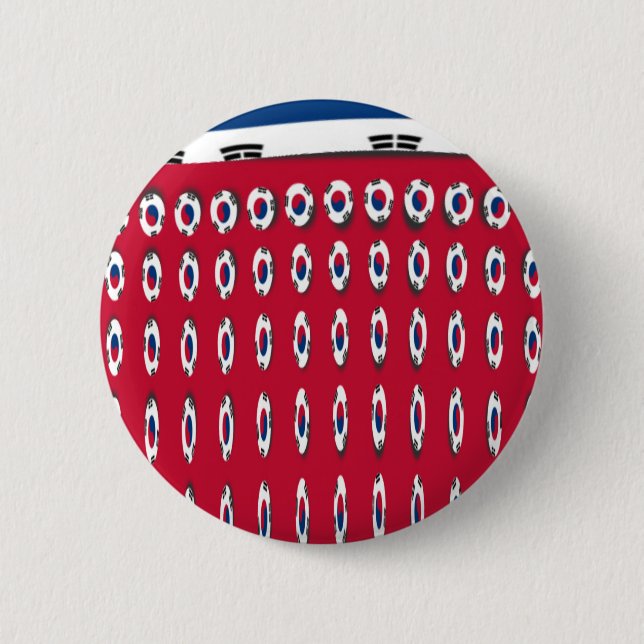 South Korea Polka Dot Flag Art Design: A Red Base  Button (Front)