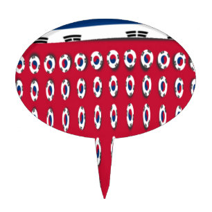South Korea Polka Dot Flag Art Design: A Red Base Cake Topper