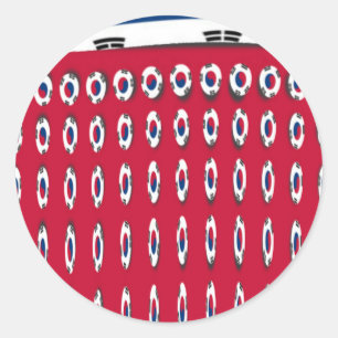 South Korea Polka Dot Flag Art Design: A Red Base  Classic Round Sticker