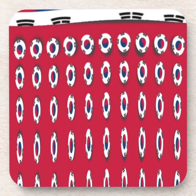 South Korea Polka Dot Flag Art Design: A Red Base  Drink Coaster (Front)