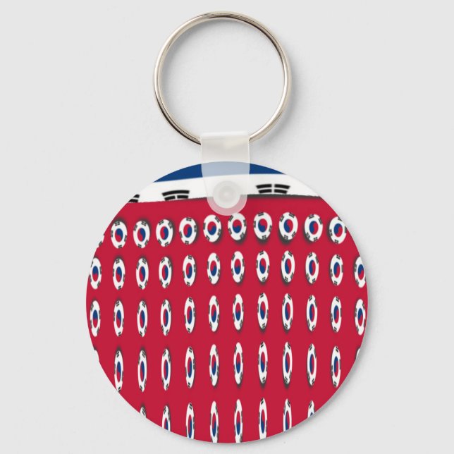 South Korea Polka Dot Flag Art Design: A Red Base  Keychain (Front)