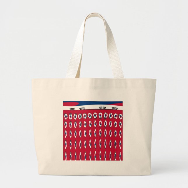 South Korea Polka Dot Flag Art Design: A Red Base  Large Tote Bag (Front)
