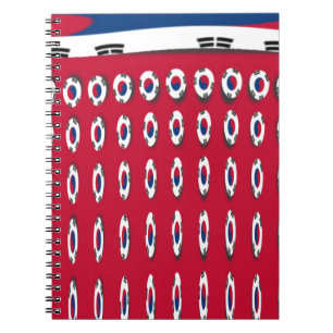 South Korea Polka Dot Flag Art Design: A Red Base Notebook