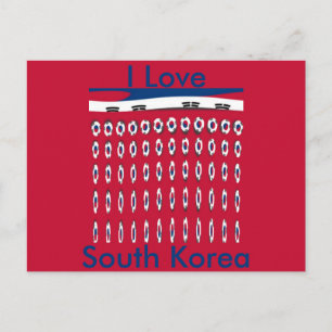 South Korea Polka Dot Flag Art Design: A Red Base Postcard