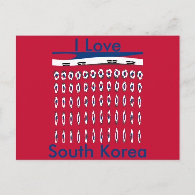South Korea Polka Dot Flag Art Design: A Red Base  Postcard (Front)