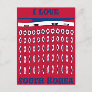 South Korea Polka Dot Flag Art Design: A Red Base Postcard