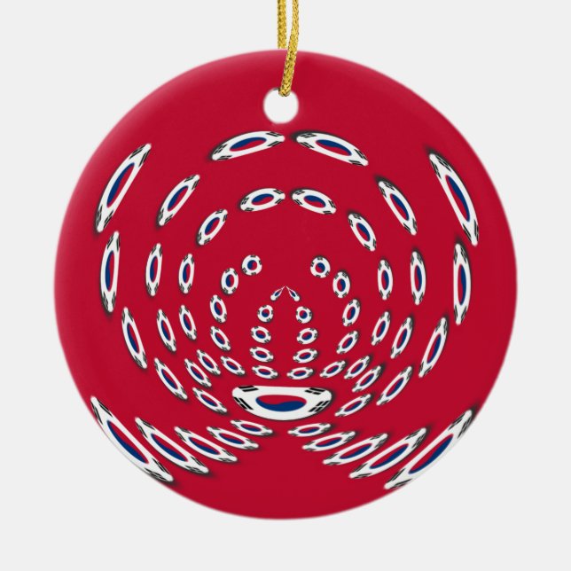 South Korea Polka Dot flag Ceramic Ornament (Front)