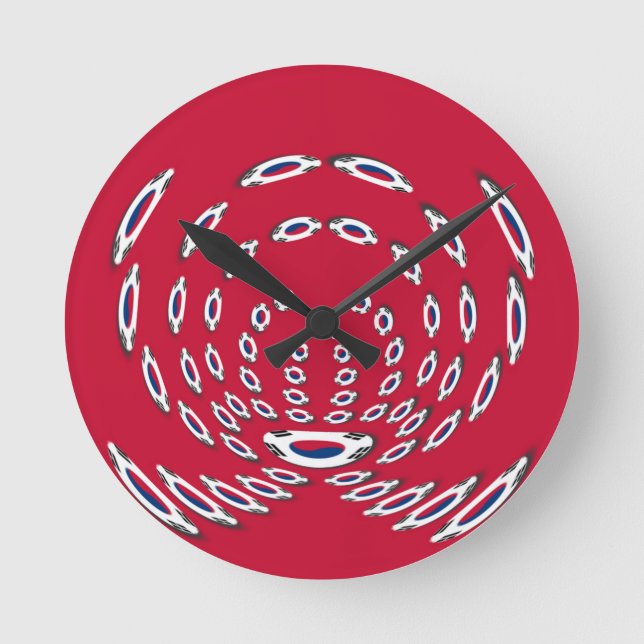 South Korea Polka Dot flag Round Clock (Front)