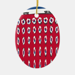 South Korea PolkaDot flag Ceramic Ornament