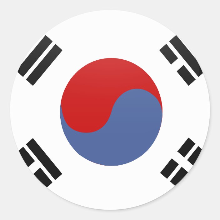 South Korea quality Flag Circle Classic Round Sticker