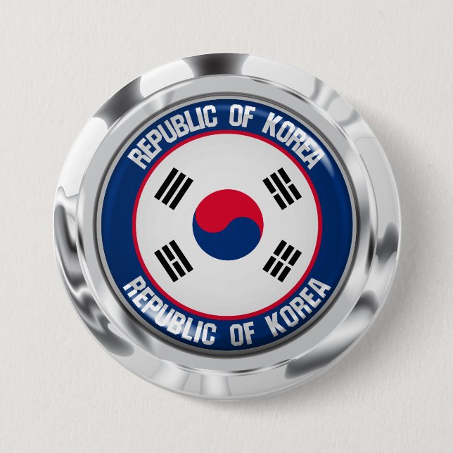 South Korea Round Emblem Button (Front)