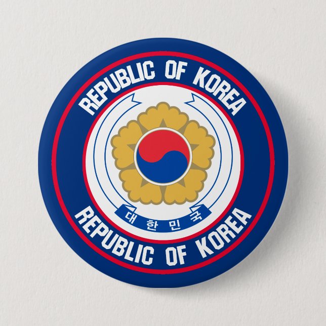South Korea Round Emblem Button (Front)