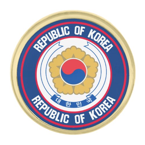 South Korea Round Emblem Gold Finish Lapel Pin