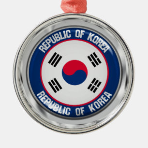 South Korea Round Emblem Metal Ornament