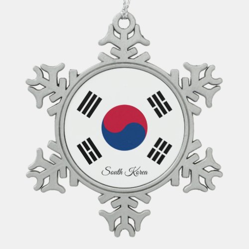 South Korea snowflake Korean flag Snowflake Pewter Christmas Ornament