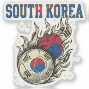 South Korea Soccer Flaming Ball Retro Football Fan Sticker