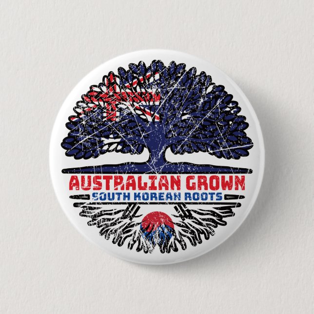 South Korea South Korean Australian Australia Tree Button (Front)