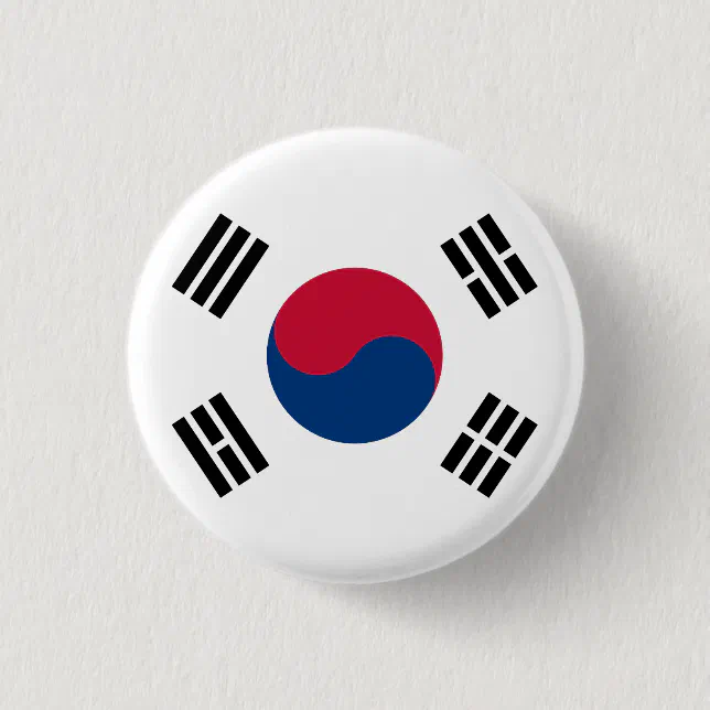 バッジ　韓国　国旗　KOREA South Korea (South Korean) Flag Button | Zazzle
