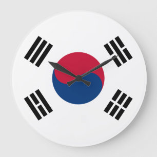 South Korea (South Korean) Flag Large Clock