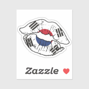 South Korea South Korean Lipstick Love Flag Sticker