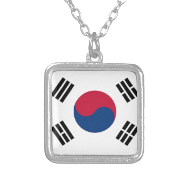 South Korea Square Sterling Silver Plated Necklace (Front)