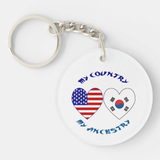 South Korea USA Heart Flag Heritage Keychain