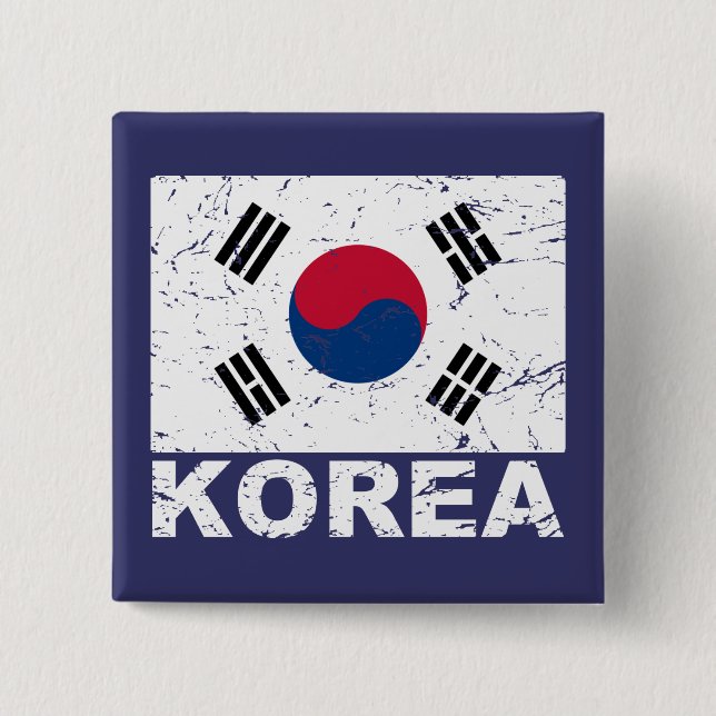 South Korea Vintage Flag Pinback Button (Front)
