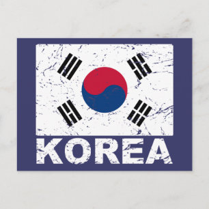 South Korea Vintage Flag Postcard