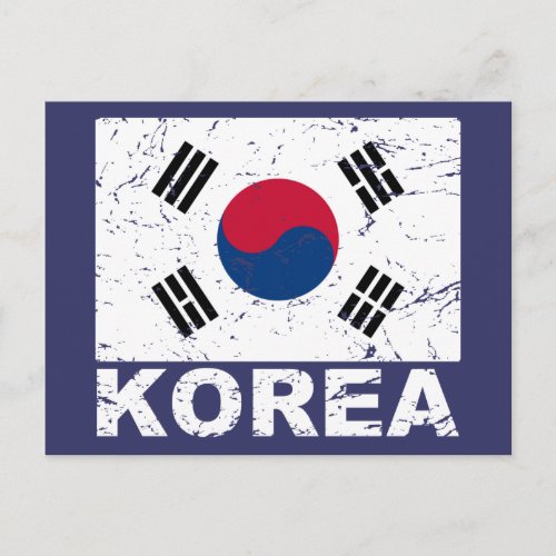 South Korea Vintage Flag Postcard