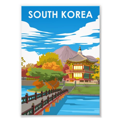 South Korea Vintage Minimal Retro Travel Poster