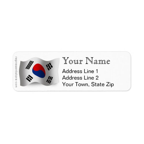 South Korea Waving Flag Label