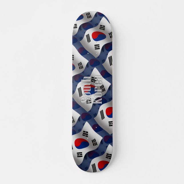South Korea Waving Flag Skateboard Deck (Front)
