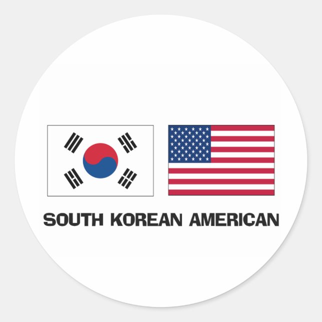 South Korean American Classic Round Sticker (Front)