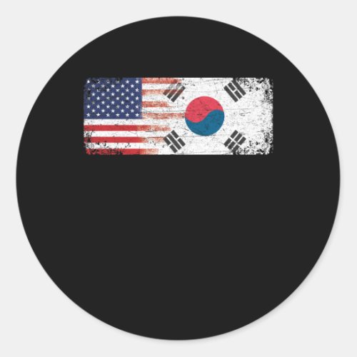 South Korean American Flag Classic Round Sticker