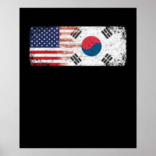 South Korean American Flag Poster