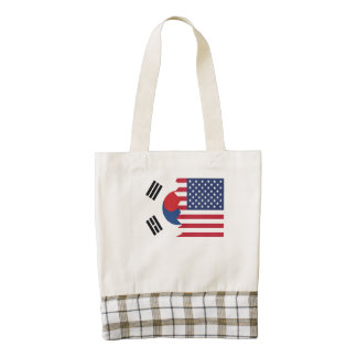 South Korean American Flag Zazzle HEART Tote Bag