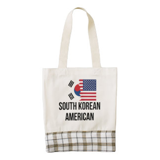 South Korean American Flag Zazzle HEART Tote Bag