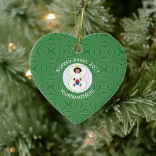 South Korean Angel Christmas Flag Personalized Ceramic Ornament